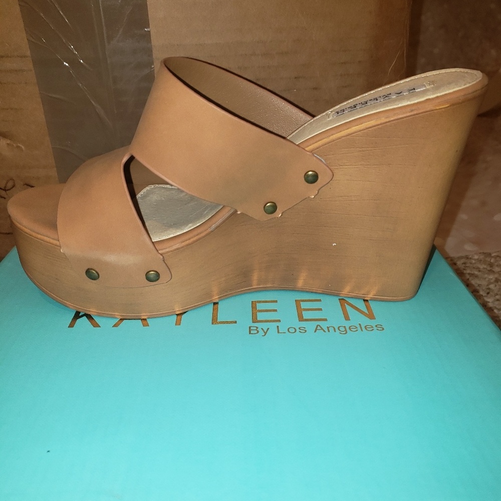 Tan wedge sandal